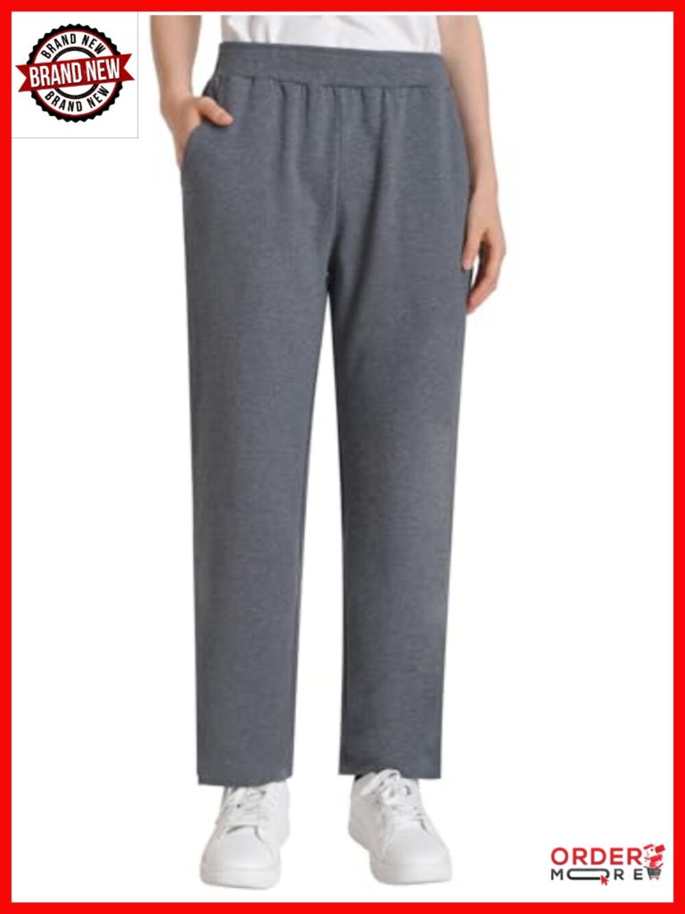 Petite Cotton Knit Pull-On Straight Leg Pants with Pockets (size)
